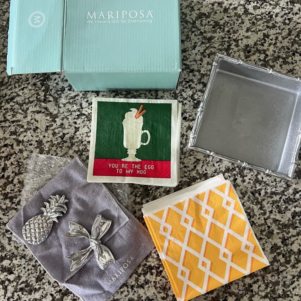 NEW! In the box Mariposa Cocktail Beaded Napkin box with weights